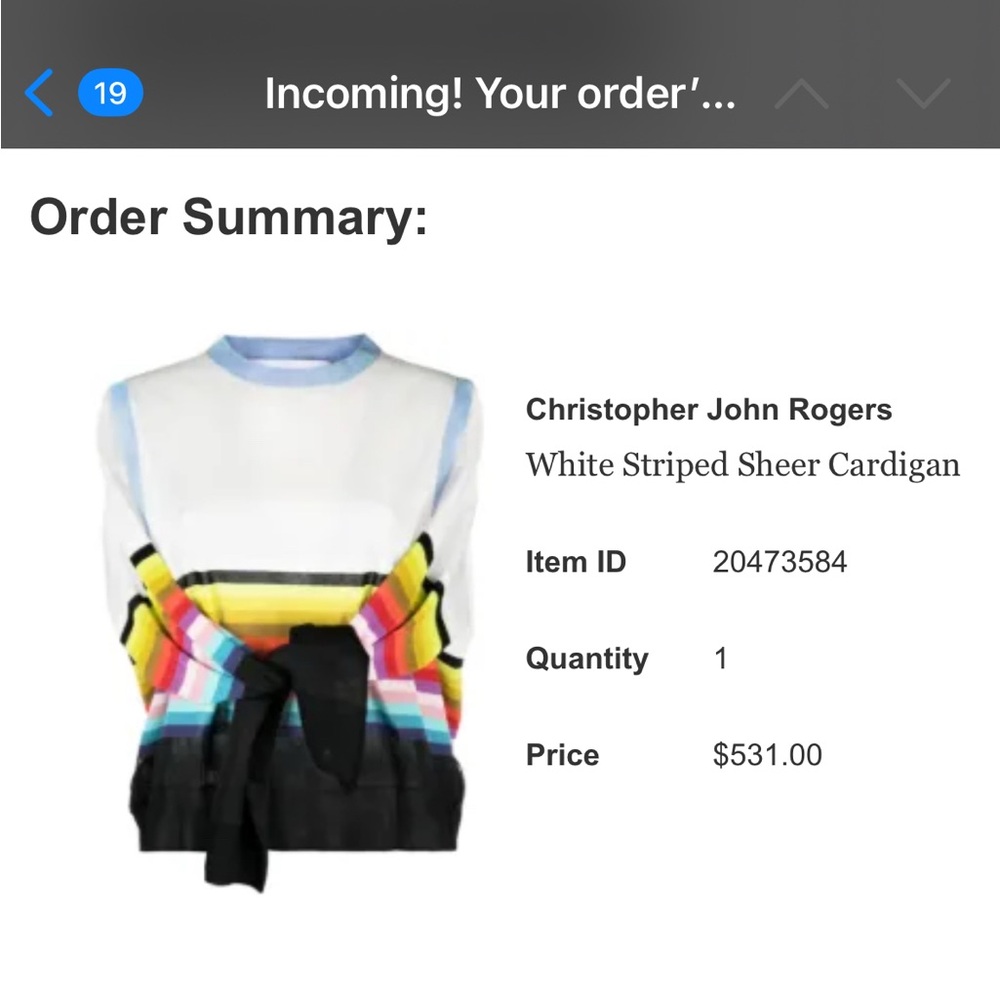 Christopher John Rogers Multicolor Striped Sheer Cardigan - Picture 6 of 6